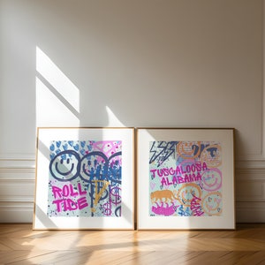University of Alabama, Tuscaloosa UA Wall Art, Dorm Wall Art, Print Roll Tide Bama preppy prints, dorm room decor DIGITAL DOWNLOAD 2 Pieces