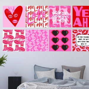 8 PCS - Pink Wall Decor, Preppy Room Art, Pink Wall Collage, Preppy Room Decor, Poster Print, Cowboy, Cheetah, Wall Art  - Digital Download