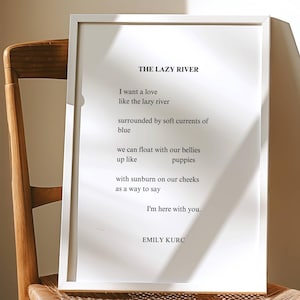 Impresión de poesía en tamaño carta de El río lento