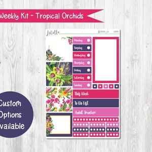 Lime Weekly Tropical Orchids Sticker Kit | Planner Sticker Kit | Custom Options | Weekly Sticker Kit | Lime Weekly Planner Stickers