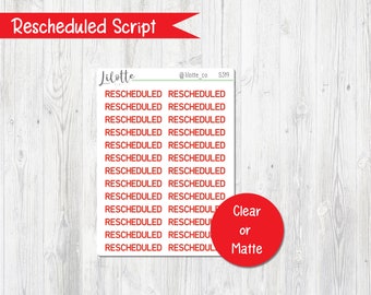 Rescheduled Script Planner Stickers | Transparent | Overlay Sticker | Planner Stickers | Bullet Journal Stickers | Clear Stickers