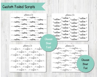 Foiled Custom Script Stickers | Foiled Planner Stickers | Clear Foiled Stickers | Personalised Foil Script Stickers