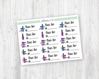 Nails Appointment Planner Stickers | Quarter Box Stickers | Happy Planner Stickers | Appointment Reminder Sticker