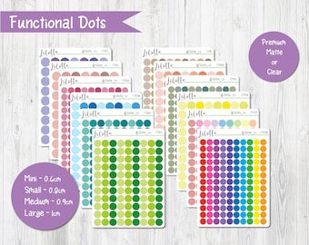 Dot Functional Planner Stickers | Mini Dot Stickers | Transparent Functional Stickers | Planner Stickers | Bullet Journal Stickers | Clear