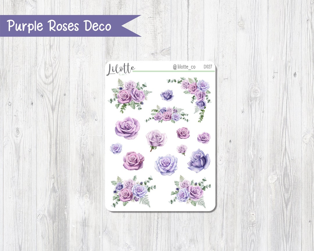 Rose Deco Planner Stickers Spring Roses Deco Stickers Purple Spring ...