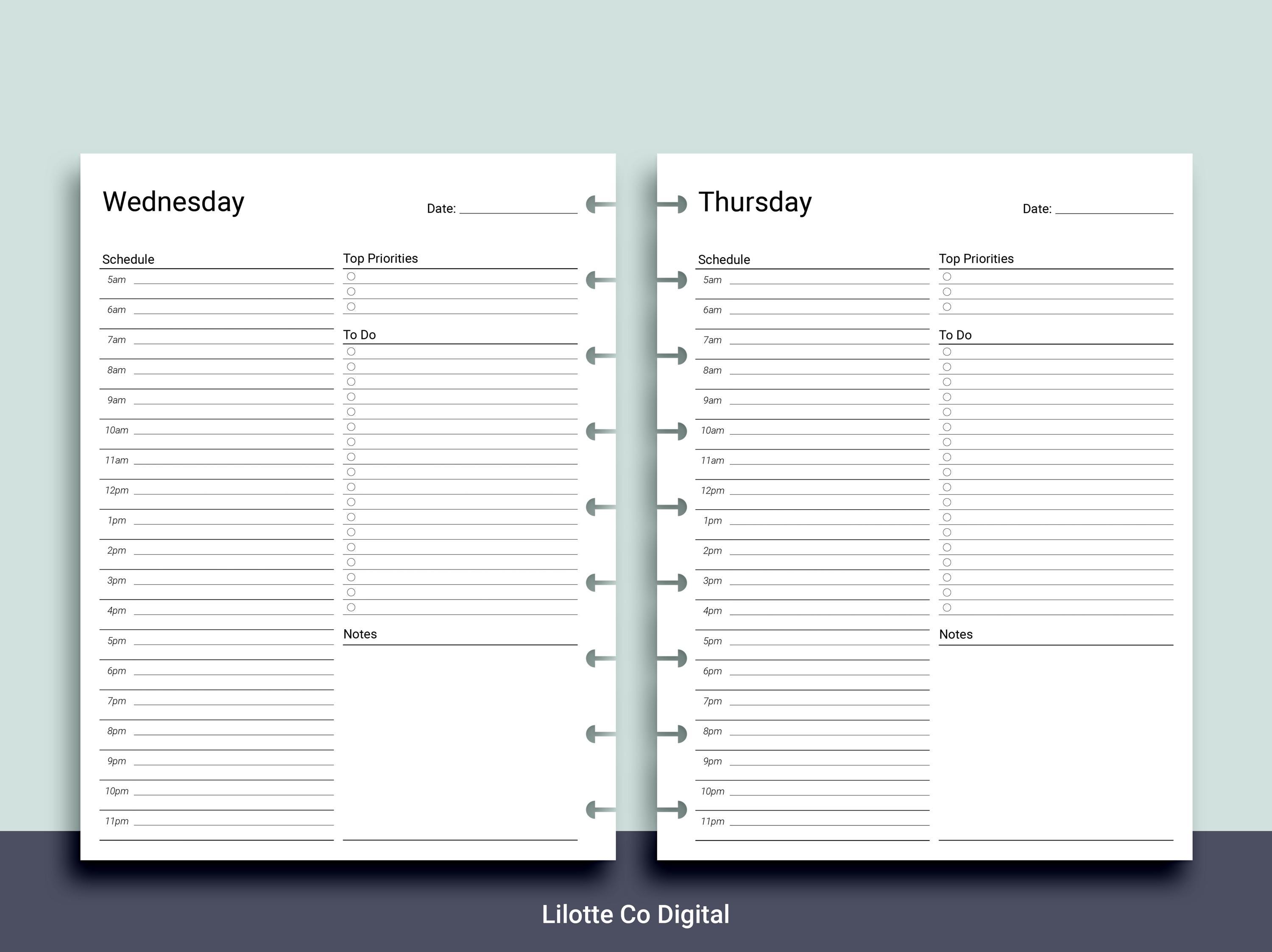 PRINTABLE Undated Daily Schedule Inserts for HP Classic Planners ...