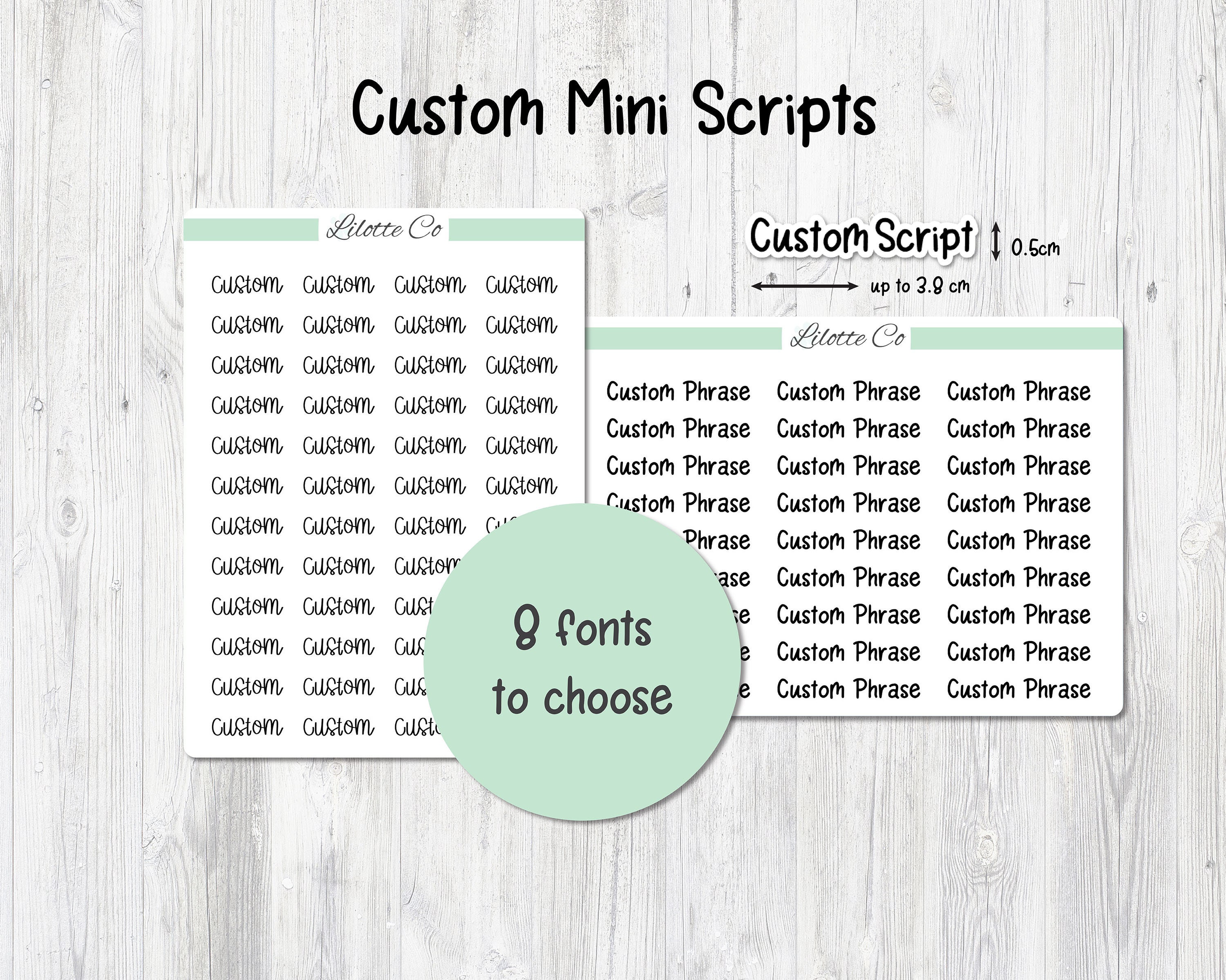Custom Mini Script Stickers | Planner Stickers | Personalised Mini Sc…