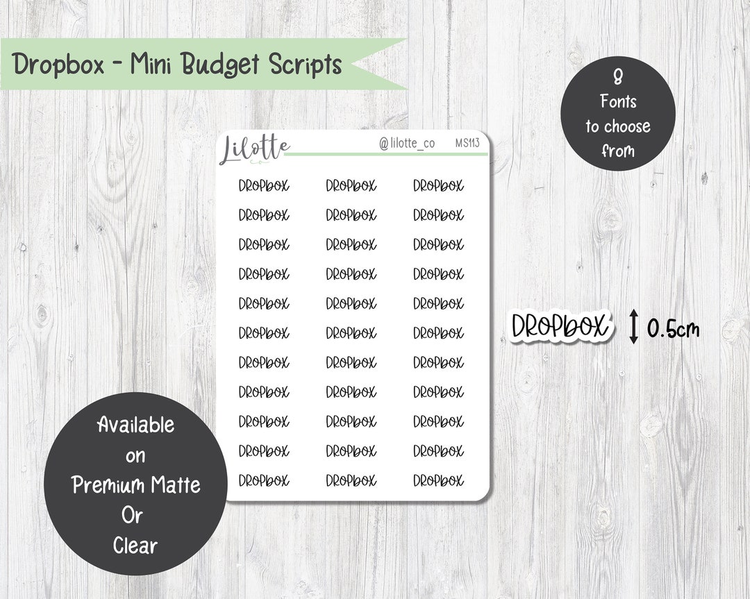 Dropbox Mini Budget Bill Due Script Planner Stickers EC Etsy
