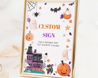 編集可能なハロウィンサインテンプレート：カスタムベビーシャワーデコレーション（5x7 8x10）（デジタルダウンロード）