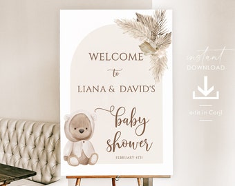 Bear Balloon Baby Shower Welcome Sign Baby Shower Sign - Etsy