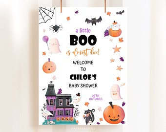 Editable Halloween Baby Shower Welcome Sign Template (Digital Download)