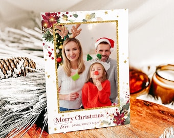Editable Christmas Photo Card Template: DIY Holiday Card (Digital Download)