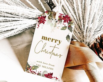 Christmas Tag Template, Personalized Christmas Tag, Holiday Gift Tag, Printable Christmas Gift Tag, Editable Christmas Tag Download, FELIZ
