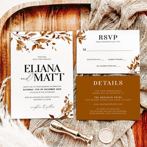 Terracotta Wedding Invitation Template: Boho Rust Orange (Digital Download)