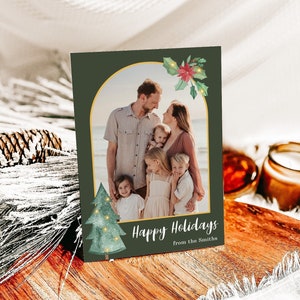 Christmas Photo card, Editable Christmas Photo card Template, Merry Christmas Photo card, Editable Holiday Picture card DIY Instant Download