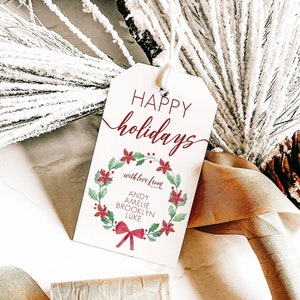 Happy Holidays Tag Template, Christmas Tag, Holiday Gift Tag, Printable Editable Christmas Gift Tag, Christmas Favor Tag Download Corjl CT09