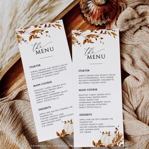 Thanksgiving Dinner Menu Template, Friendsgiving Dinner Menu Card, Editable Thanksgiving Menu, White Pumpkin Burnt Orange Terracotta, ELIANA