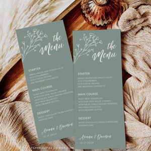 Sage Green Wedding Menu Template: Editable Printable (Digital Download)