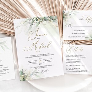 Sage Green Wedding Invitation Template Set (Digital Download)
