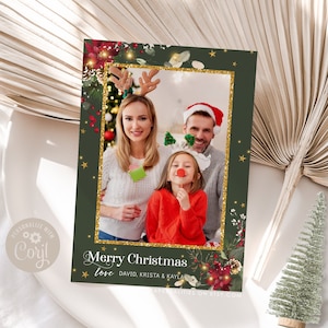 Carte photo de Noël, Joyeux Noël Modèle de carte, Carte photo de vacances, Carte photo de vacances modifiable imprimable Téléchargement de bricolage, NATALIE