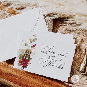 Modèle de carte de remerciement de Noël, carte de remerciement modifiable, modèle de carte de remerciement de mariage imprimable, mariage sur le thème de Noël, NATALIE