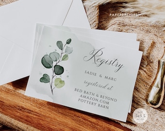 Greenery Wedding Registry Template: Modern Calligraphy (Digital Download)