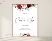 Burgundy Floral Wedding Table Sign Template (Digital Download)