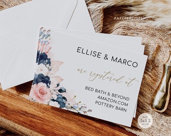 Floral Wedding Registry Template: Navy and Blush (Digital Download)