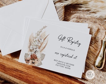Boho Floral Wedding Registry Card Template (Digital Download)