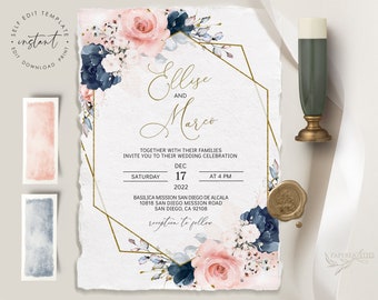 navy and blush wedding