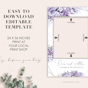 Floral Lavender Wedding Photo Booth Frame Template (24x36&quot; Printable)