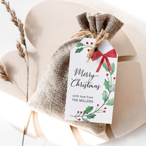 Christmas Tag Template, Printable Christmas Wreath Gift Tag ...