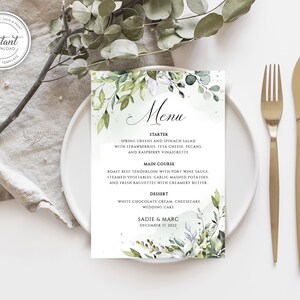 SERENE - Bruiloft Menu Kaart Sjabloon, Afdrukbare Menukaart, Bruiloft Menu Sjabloon Downloaden, Cocktails Menu, Bewerkbaar Bruiloft Menu, Dranken Menu