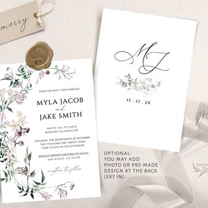 Wildflower Wedding Invitation Suite: Plum, Sage Green (Digital Download) image 8