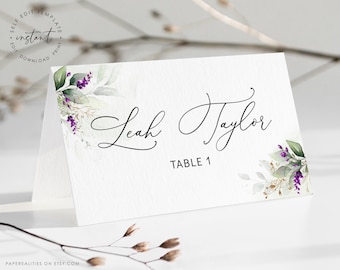 Floral Wedding Place Card Template: DIY Printable Name Cards