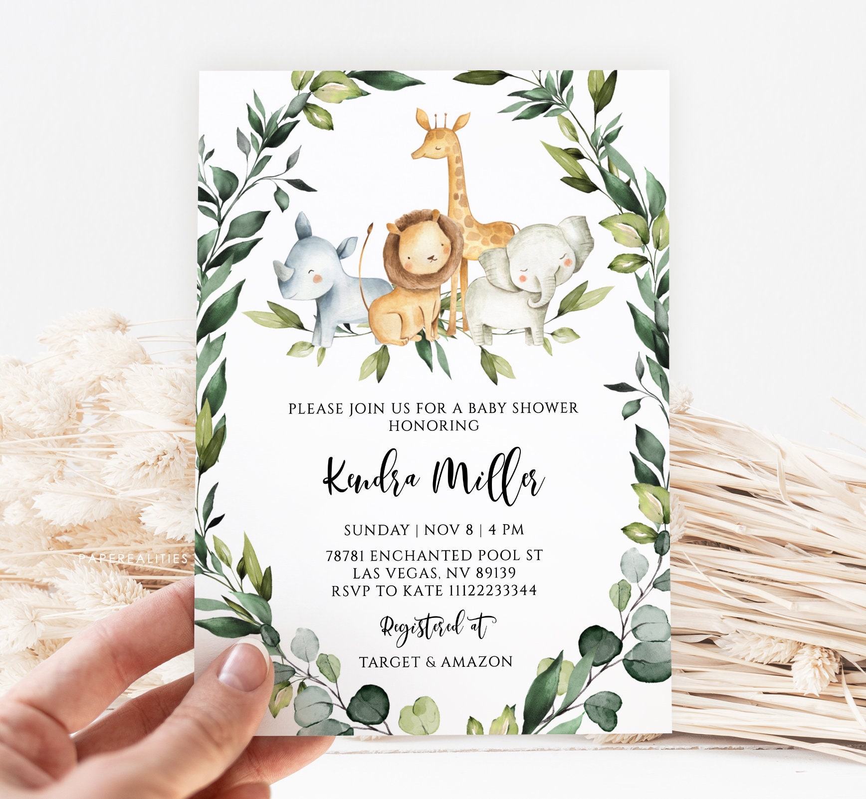 Sjabloon uitnodiging babyshower safari safari: genderneutraal (digitale  download) - Etsy België, image size:1736x1602