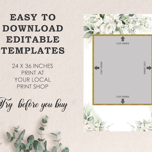Floral Wedding Photo Booth Frame Template: Greenery Selfie Board (Digital Download)