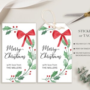 Christmas Tag Template, Printable Christmas Wreath Gift Tag ...