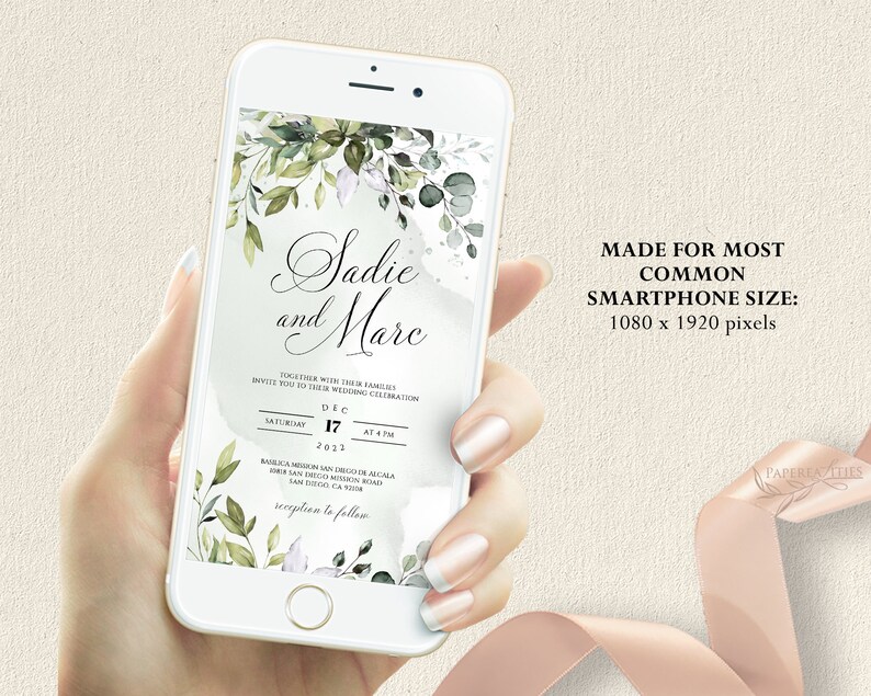SERENE Wedding Evite Template Digital Invitation Template Etsy