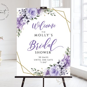 Lavender Floral Bridal Shower Welcome Sign Template (Digital Download)
