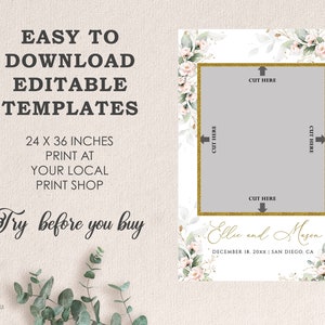 Greenery Blush Floral Photo Booth Frame Template (Digital Download)