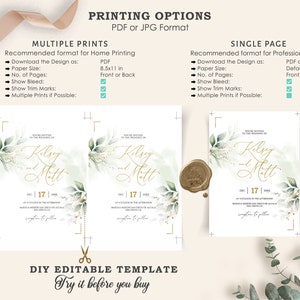 KELSEY Greenery Wedding Invitation Bundle Template, Sage Green Gold Wedding Invitation Suite, Wedding Template Bundle, Wedding Invitation image 7