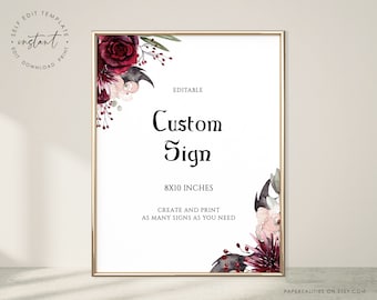 Gothic Halloween Wedding Sign Template: Editable Custom Sign (Digital Download)