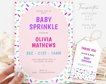Confetti Baby Sprinkle Invitation Template: Editable Shower Invite (Digital Download)
