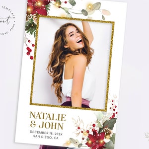 Christmas Party Selfie Board Frame Template, Printable Photo booth Frame, Winter Bridal Shower Photo booth, Winter Christmas Wedding NATALIE
