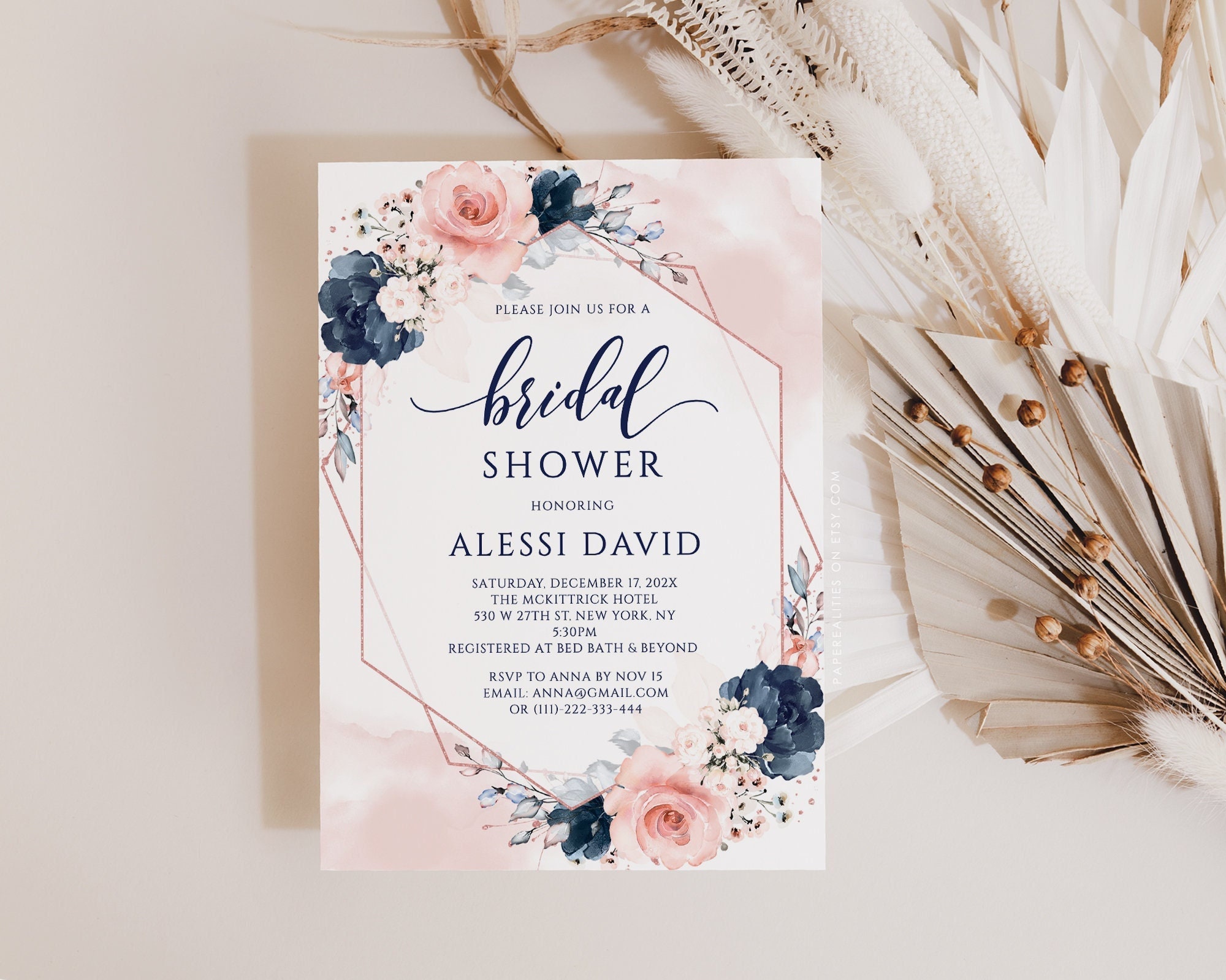 ALESSI Bridal Shower Invitation Rose Gold Bridal Shower
