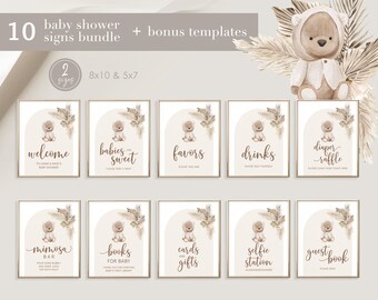 Bundel babyshowerbord teddybeer: neutraal decor (digitale download)