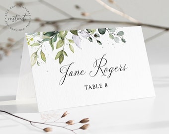 Botanical Wedding Place Card Template: Serene DIY Design (Digital Download)