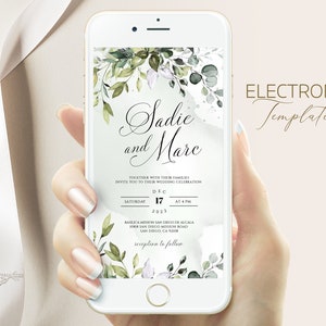 SERENE - Wedding Evite Template, Digital Invitation Template, Electronic Wedding Invitation, Evite Wedding Invitation, Digital Wedding Evite