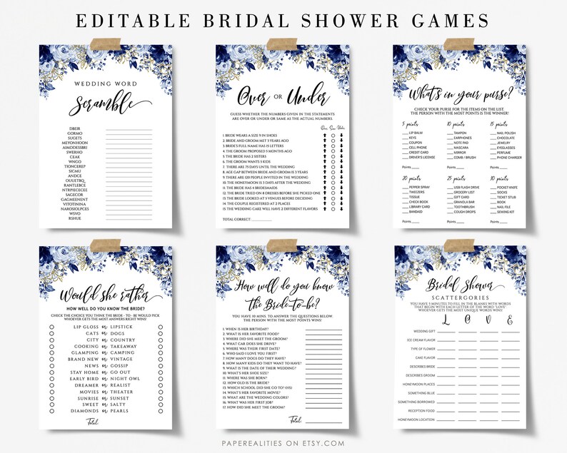 Editable Bridal Shower Games Template Printable Bridal Games Etsy